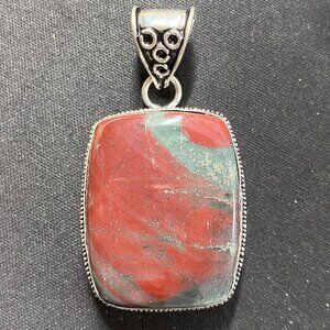 Rectangular Setonite African Bloodstone Pendant
